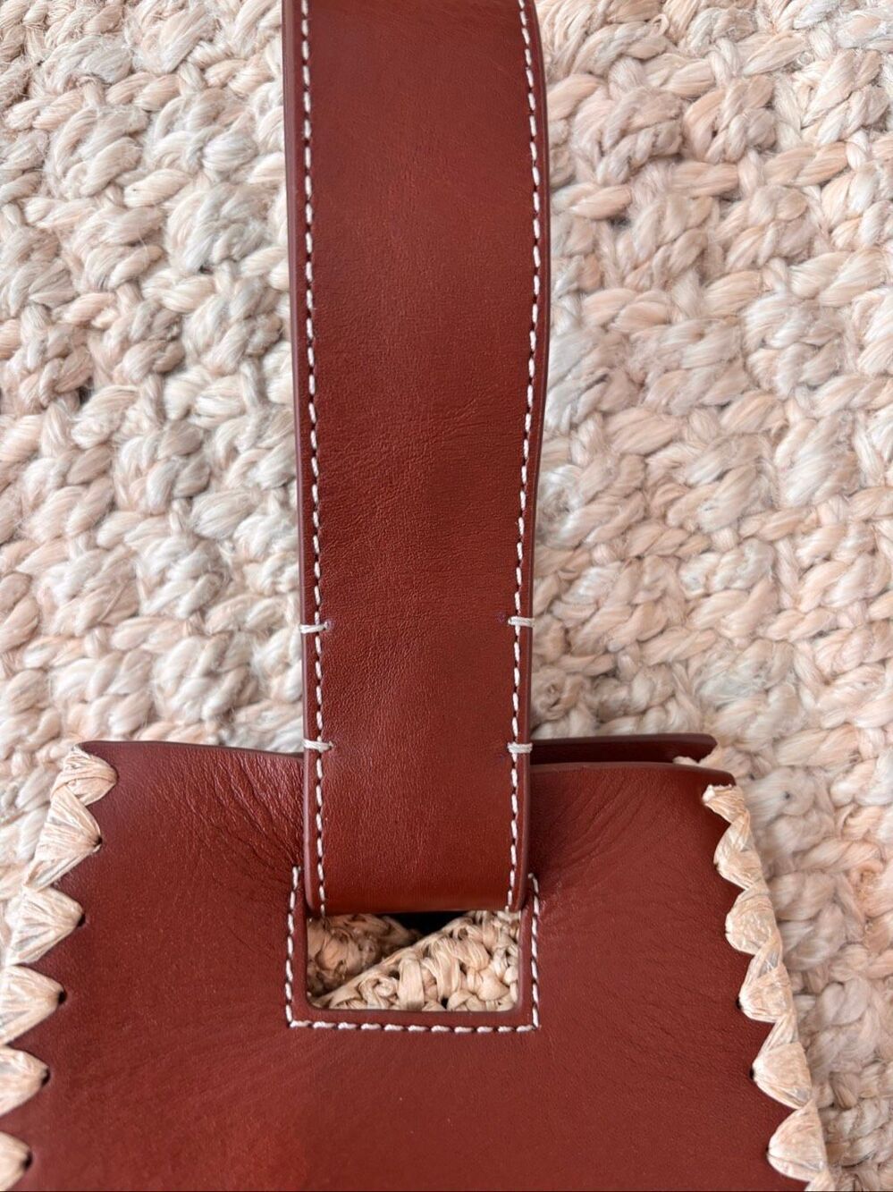 NWT J CREW  Raffia & Leather Bucket | Coastal Quiet Luxury Woven Top-handle bag - Picture 5 of 10